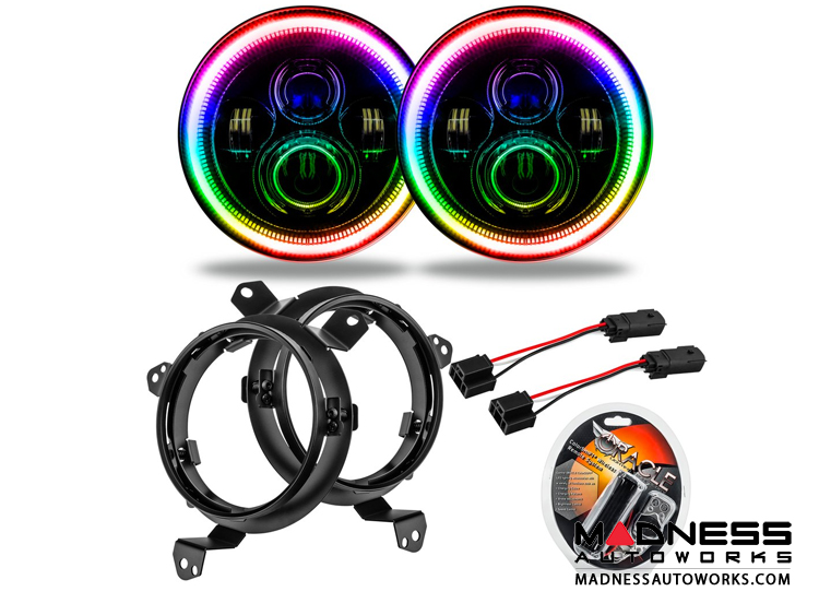 Jeep Wrangler JL High Powered LED Lights - ColorShift - Pair - 7"